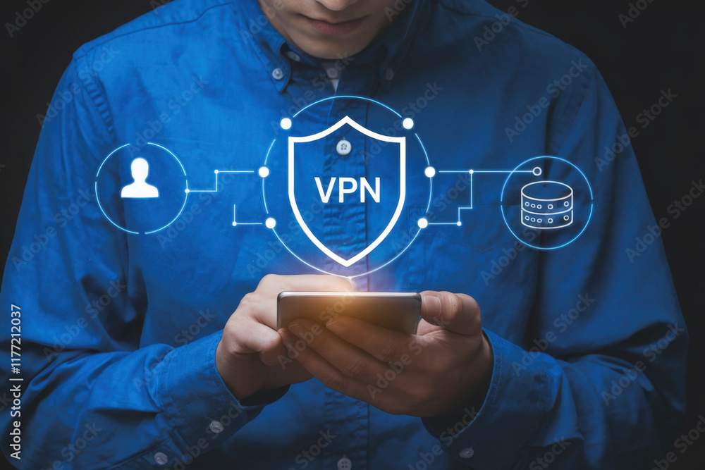 Aufkleber Conceptual Representation of VPN Server for Network Security and Internet Privacy with a Focus on Encryption Techniques and User Anonymity