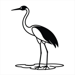 Minimalist Crane Silhouette Standing Elegantly on Water
