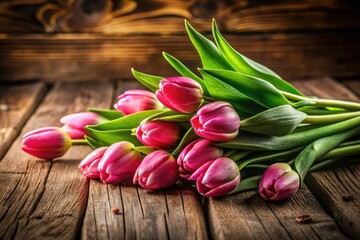 Elegant spring table setting with pink tulips, showcasing culinary still life and refined food styling.