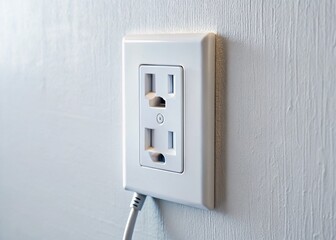 Aerial View of White Electrical Plug in USB Wall Outlet