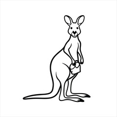 Kangaroo Silhouette Vector on White Background