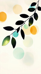 Fototapeta premium Abstract leaves with vibrant circles