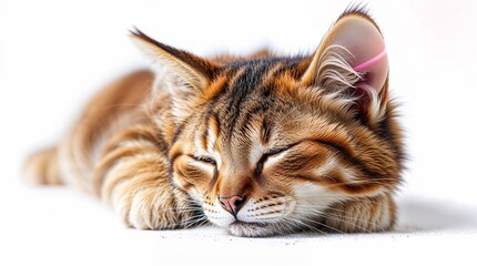 cute cat sleeping on white