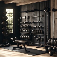Gym workout equipment in the gymnesia wall photo