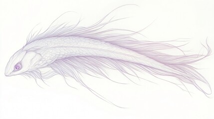 Fototapeta premium Whimsical Fish Illustration: An ethereal depiction of a fish, drawn with delicate lines, creating a sense of graceful movement and otherworldly beauty.