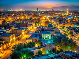 Obraz premium Ahvaz, Iran: Nighttime Streetscape, Low Light Photography, Urban Scene, Middle Eastern City