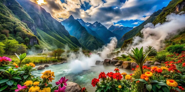 Aguas Calientes Mexico: Geothermal Springs Double Exposure Landscape