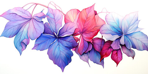 Watercolor painting style of leaves