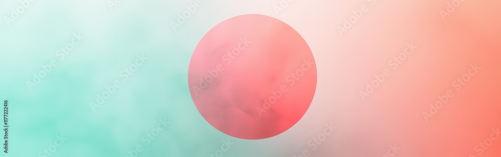 Poster soft gradient circle transitioning from coral to teal creates a calming visual effect in a serene ab