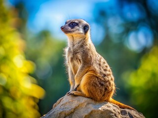 Fototapeta premium Alert Meerkat on Rock Outcrop - Wildlife Photography