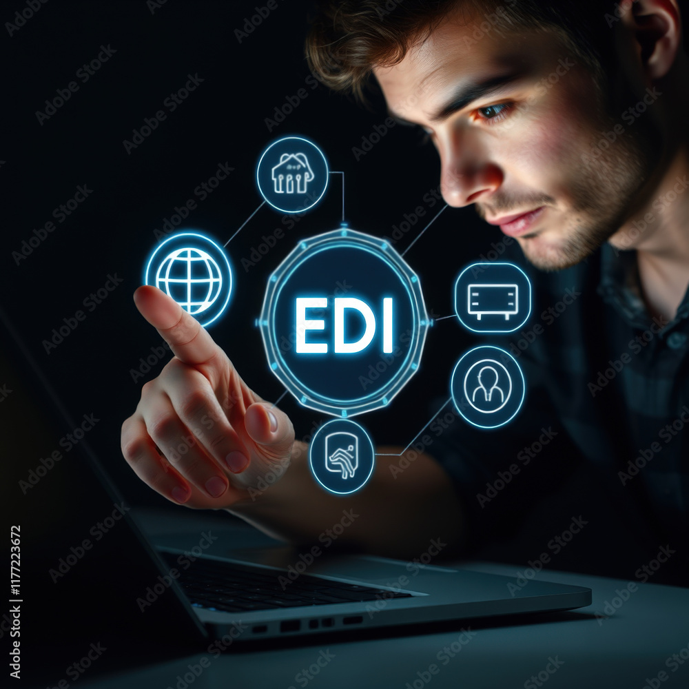 Poster comprehensive overview of electronic data interchange (edi) concept for streamlining business transa