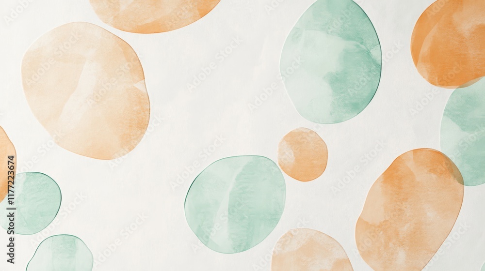 Aufkleber Exploring minimalist dashed patterns in pastel amber and teal on a serene backdrop
