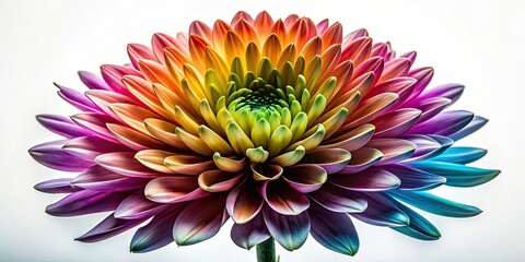 Obraz premium A multicolored chrysanthemum silhouette, dramatically set against a stark white background, commands attention in this botanical study.
