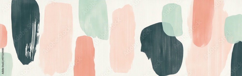 Poster elegant chaotic pastel coral and mint brush strokes create a modern design suitable for various arti