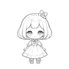 Fototapeta premium Unique Black and White Sketch of Doll
