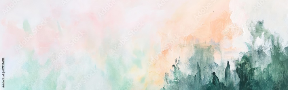 Poster Ethereal abstract artwork with soft colors creating a serene atmosphere and intricate layering effect on canvas