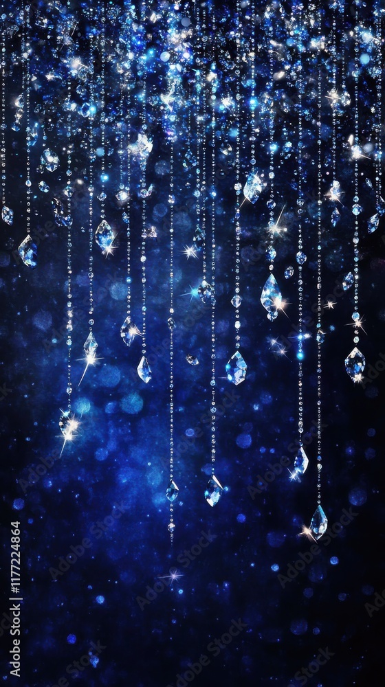 Aufkleber radiant blue and silver sparkles create a stunning backdrop with cascading drops in a mesmerizing di