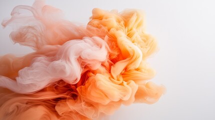 Obraz premium Abstract Orange and Peach Tulle Swirls Soft Pastel Color Cloud Elegant Flowing Fabric Texture