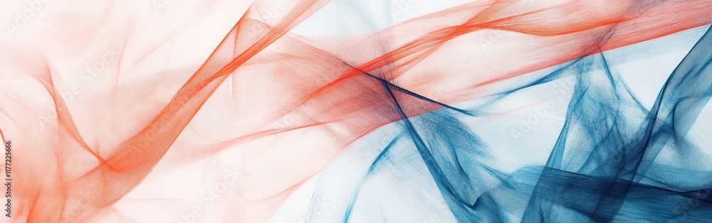 Poster abstract pencil strokes create fluid movement with red and blue tones in a harmonious composition