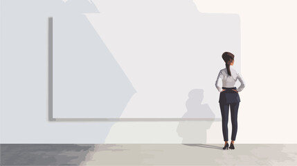 Professional Businesswoman Drawing on Blank Banner