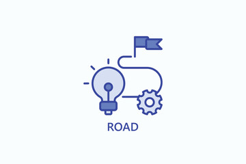 Road isolated vector, icon or logo sign symbol illustration