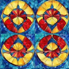 Vibrant doodle cartoon drawings in watercolor featuring colorful circular designs and patterns