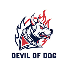 Aggressive Devil Dog Mascot Illustration in Bold Cartoon Style Red and White