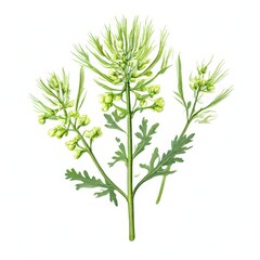 the AI Image Generator, Detailed Botanical Illustration of a Fresh Green Plant