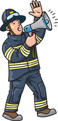 Firefighter or fireman with a megaphone