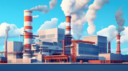A large industrial facility with smokestacks and machinery, focused on energy production.
