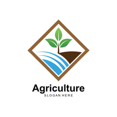 Vector logo design illustration of agriculture business farm vector