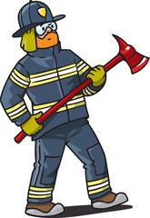 Firefighter or fireman with fire axe.