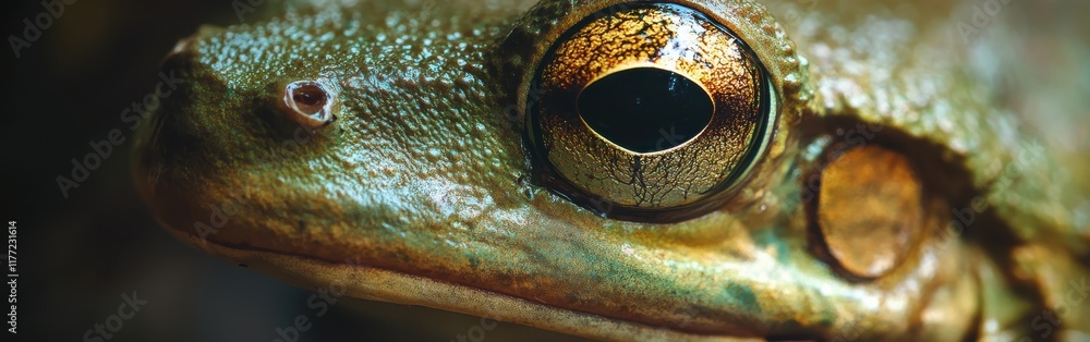 Poster Detailed close-up of a tree frog's face showcasing vibrant colors and unique features in a natural setting