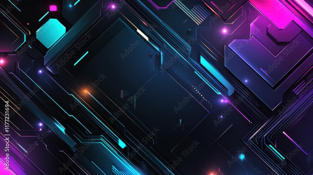 Poster luminous geometric background with vibrant colors and dynamic gradient patterns