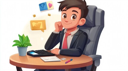 Fototapeta premium Businessman at Work: A Vision of Success