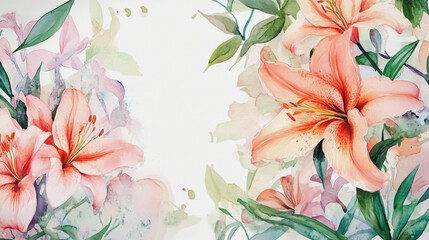 Obraz premium wedding invitation card background vector. Minimal hand painted watercolor botanical flowers texture template background. Design for wedding, vip cover, poster, rsvp moderncard.Valentine's Day