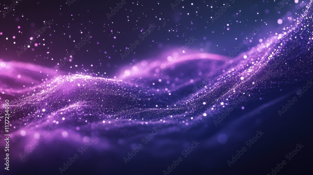 Aufkleber cosmic waves of purple light create a mesmerizing deep space atmosphere filled with twinkling stars