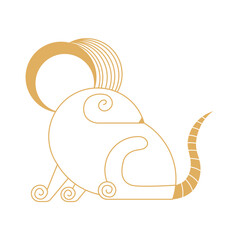 Trendy chinese new year horoscope animal mouse icons gold.  Chinese zodiac calendar logo, Asian lunar astrological signs. Linear simple minimalistic locational style.