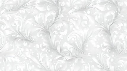 This seamless pattern has a grey background with white swirls, dots, and floral motifs, creating an elegant design SEAMLESS PATTERN