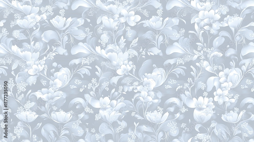 Poster delicate floral patterns create an elegant backdrop, featuring soft shadows and neutral tones for a 