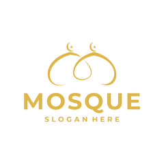 Simple Islamic Mosque line logo vector icon