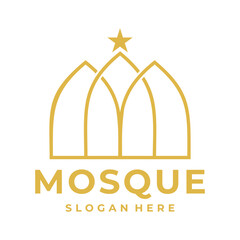 Islamic Mosque line art with star logo vector icon