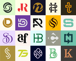 Collection of abstract logos with geometric letters 