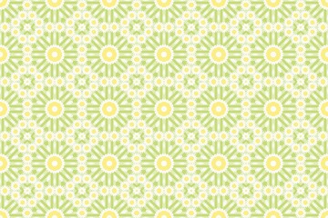 Soft Geometric Daisy Pattern in Yellow and Green Tones.