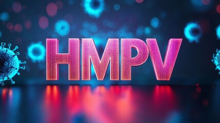 Background with text HMPV,virus,disease