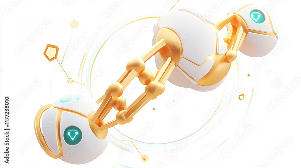 Poster abstract 3d render of futuristic interconnected devices symbolizing technological innovation