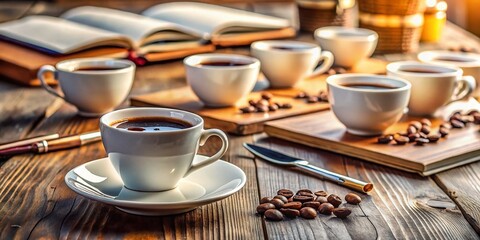 Aromatic Coffee Tasting: Expert Cupping Session with High Depth of Field