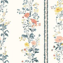 Floral design celebration toile de jouy seamless pattern home decor elegant floral vintage aesthetic whimsical vibe artful composition