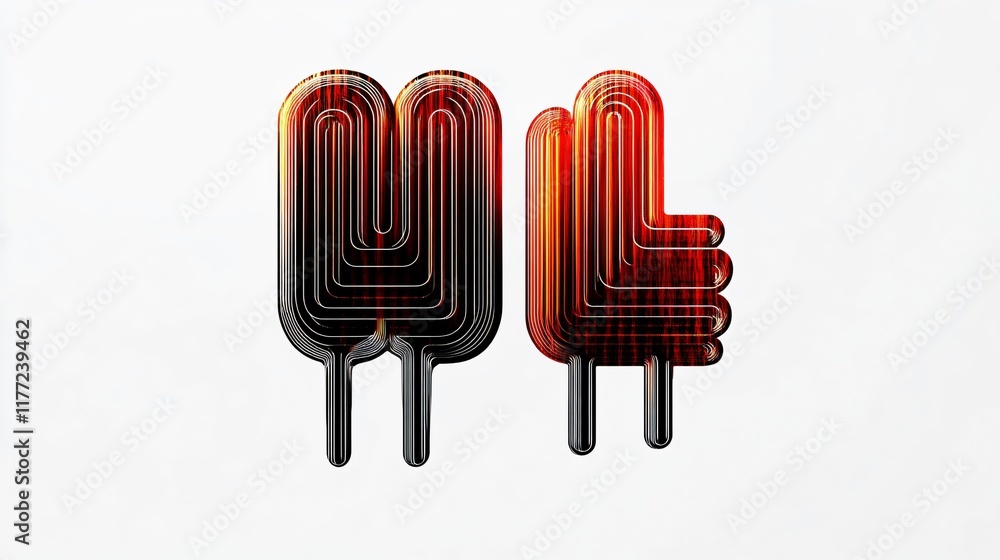 Poster abstract and vibrant red and orange lines form a captivating pattern on a white background, evoking 