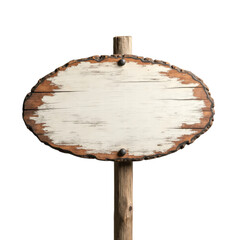 Old oval wooden sign on transparent background, PNG file. Generative AI